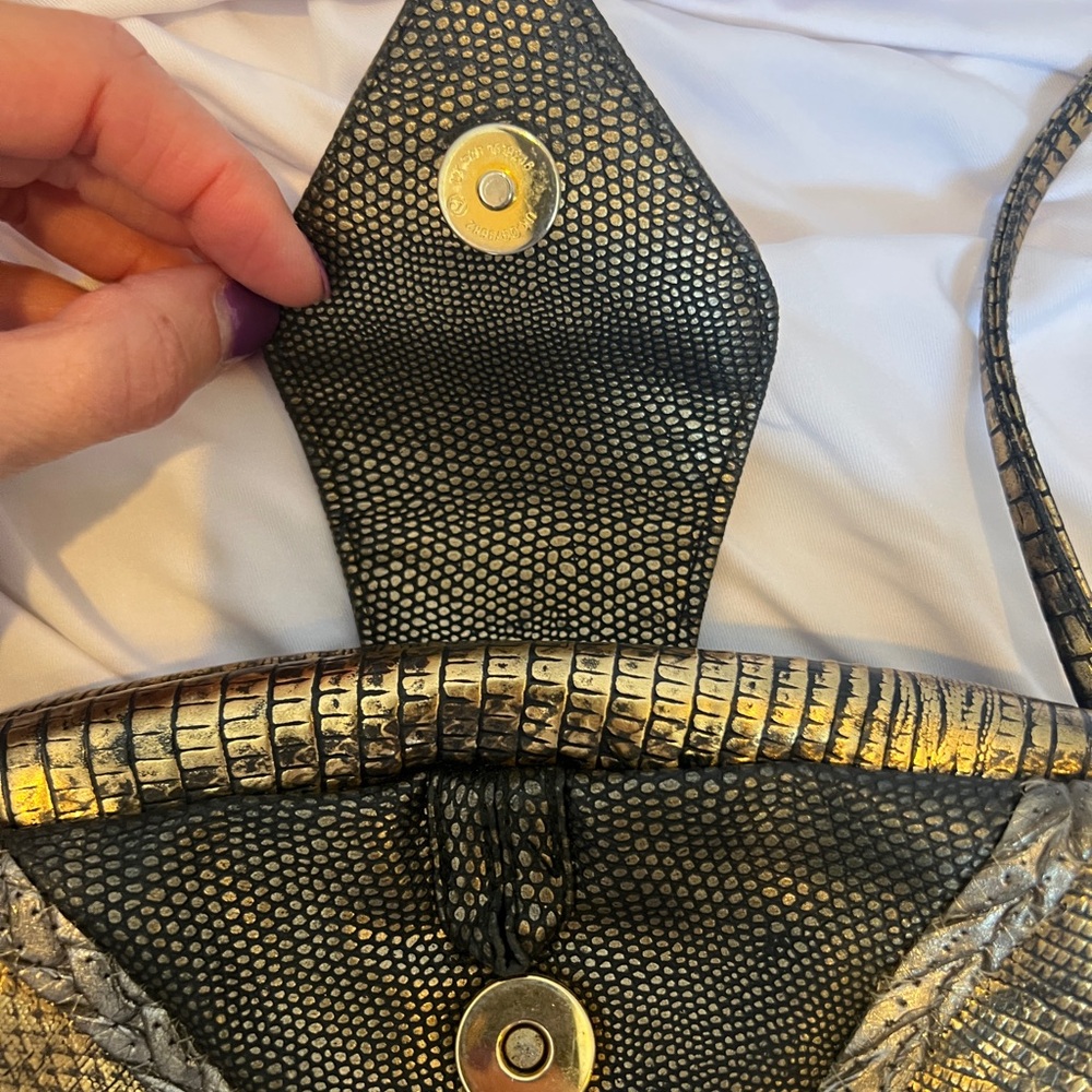 Vintage Metallic Faux Snakeskin Clutch/Shoulder purse LIKE NEW - Picture 7 of 13